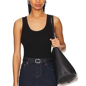 New Enza Costa Silk Rib Black Tank Top S 2026